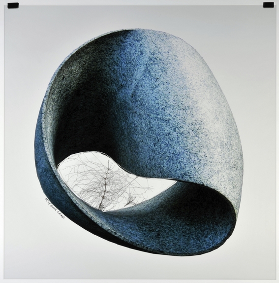 Objekt aus blauem geschwungenen Material